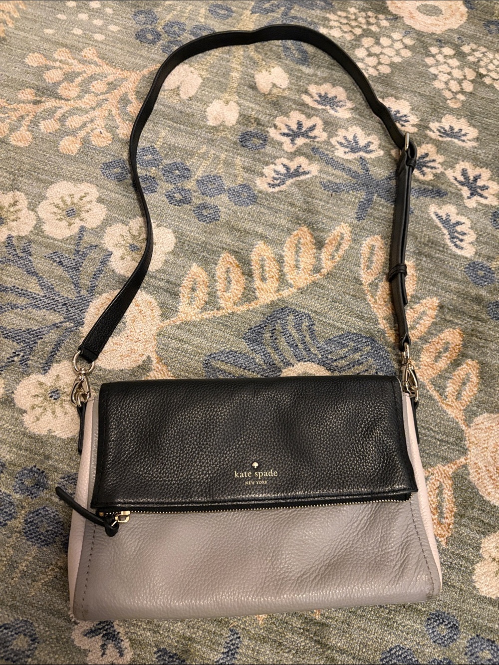 kate spade Two-Tone Black & Gray Leather Crossbody Bag